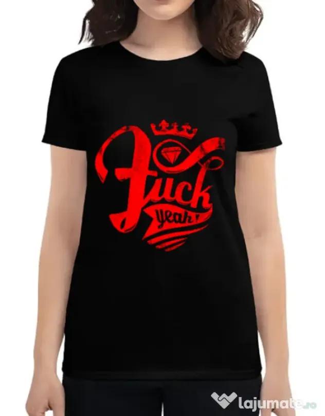 Tricou ADLER dama Fuck yeah Negru