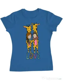 Tricou ADLER dama Giraffes love Albastru azuriu