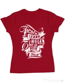Tricou ADLER dama Learn the rules Rosu