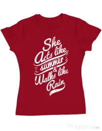 Tricou ADLER dama She acts like summer Rosu