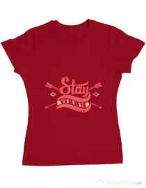 Tricou ADLER dama Stay wild Rosu