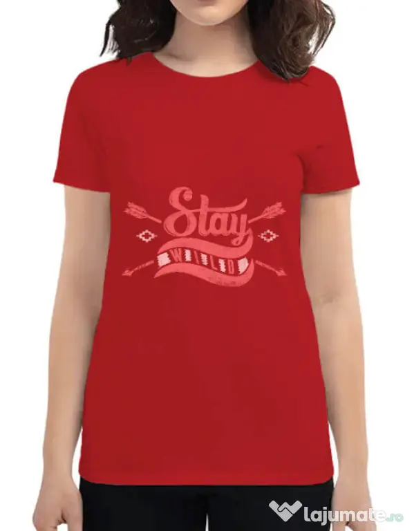 Tricou ADLER dama Stay wild Rosu