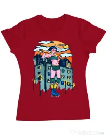 Tricou ADLER dama Bad girl Rosu