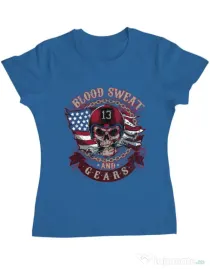 Tricou ADLER dama Blood sweat and gears Albastru azuriu