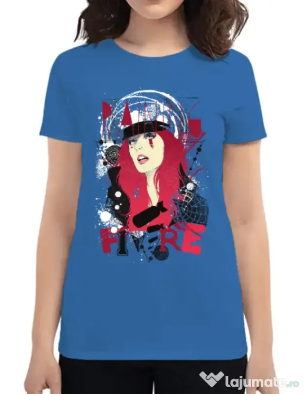 Tricou ADLER dama Raining fire Albastru azuriu
