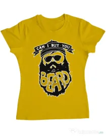 Tricou ADLER dama Can i buy you a beard Galben