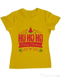 Tricou ADLER dama Ho ho ho Merry Christmas Galben