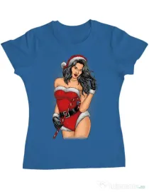 Tricou ADLER dama Sexy Santa Girl Albastru azuriu