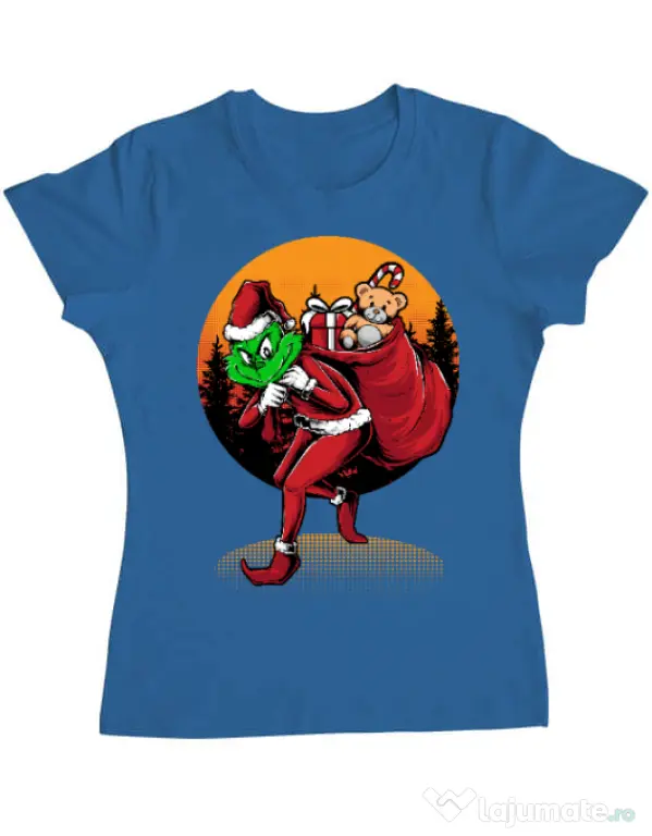 Tricou ADLER dama Grinch stole Christmas Albastru azuriu