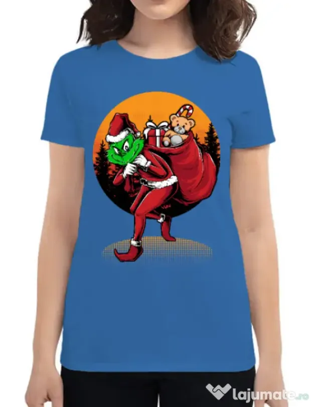 Tricou ADLER dama Grinch stole Christmas Albastru azuriu