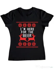 Tricou ADLER dama Here for the beer Negru