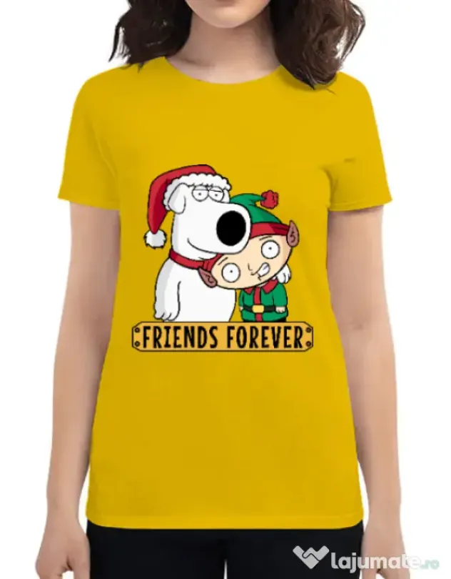 Tricou ADLER dama Friends forever Galben