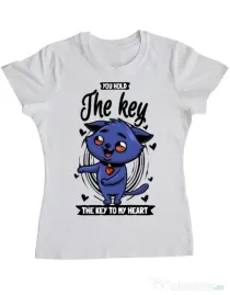 Tricou ADLER dama You hold the key Alb