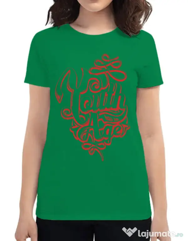 Tricou ADLER dama Youth has no age Verde mediu