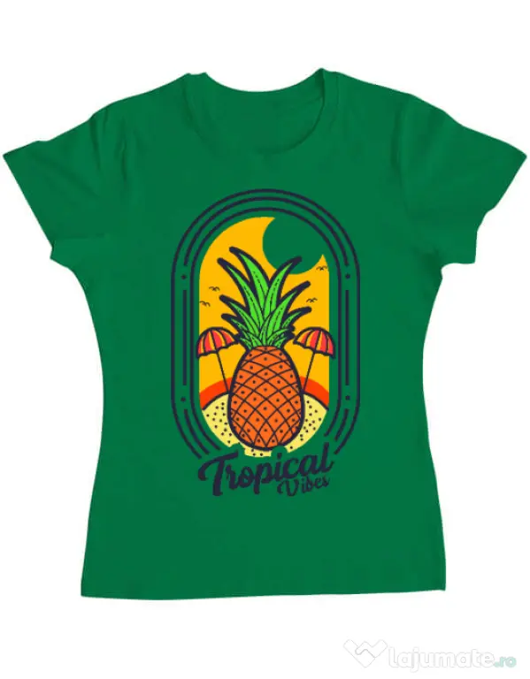 Tricou ADLER dama Tropical vibes Verde mediu