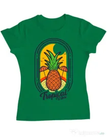 Tricou ADLER dama Tropical vibes Verde mediu
