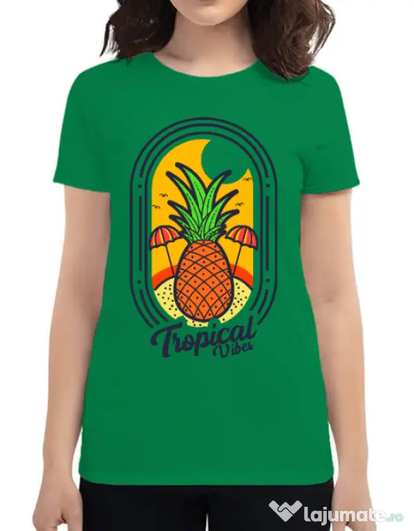 Tricou ADLER dama Tropical vibes Verde mediu