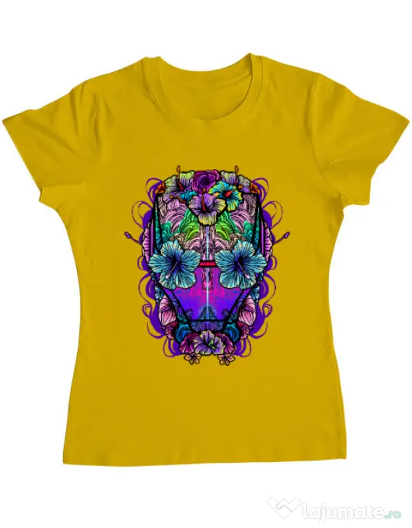 Tricou ADLER dama Flower helmet Galben
