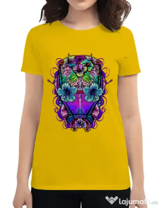 Tricou ADLER dama Flower helmet Galben
