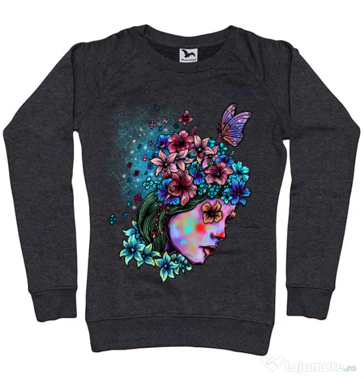 Bluza ADLER dama Lady and flowers Negru melanj