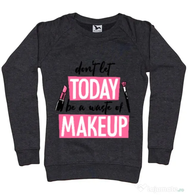 Bluza ADLER dama A waste of makeup Negru melanj