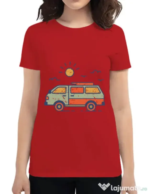 Tricou ADLER dama Retro travel van Rosu