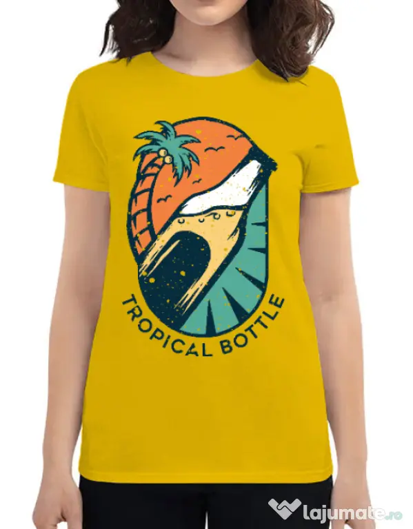 Tricou ADLER dama Tropical bottle Galben