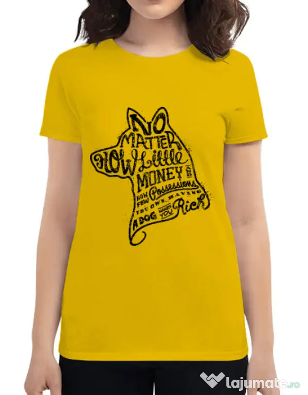 Tricou ADLER dama A Dog Makes You Rich Galben