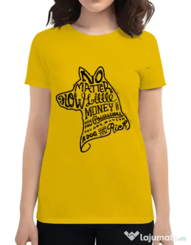 Tricou ADLER dama A Dog Makes You Rich Galben