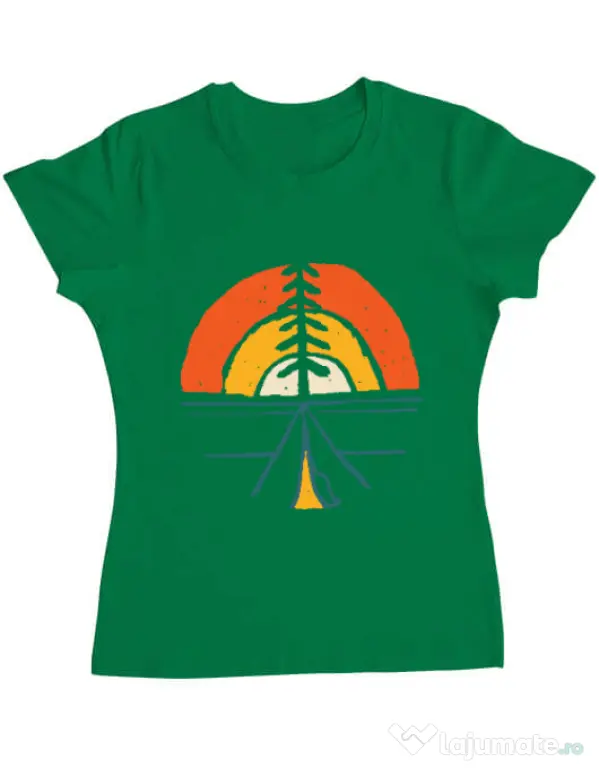 Tricou ADLER dama Camp and sunset Verde mediu