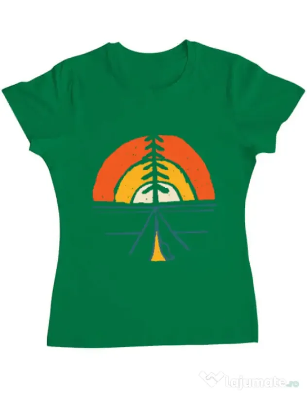 Tricou ADLER dama Camp and sunset Verde mediu