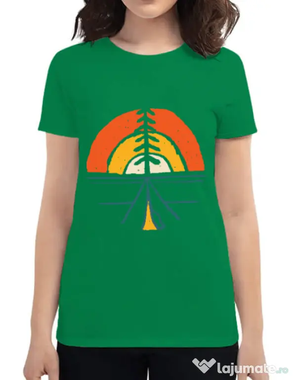 Tricou ADLER dama Camp and sunset Verde mediu