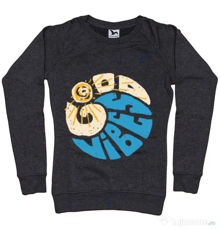 Bluza ADLER dama Good vibes and wave Negru melanj