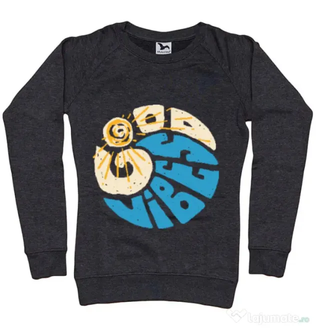 Bluza ADLER dama Good vibes and wave Negru melanj