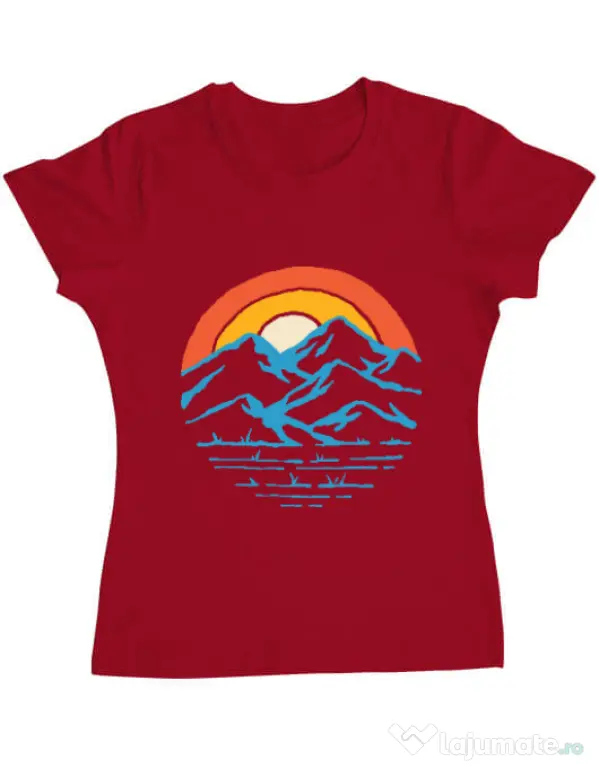 Tricou ADLER dama Mountain and rainbow Rosu