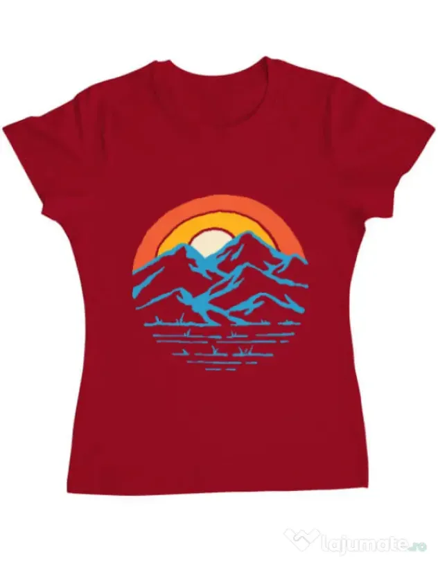 Tricou ADLER dama Mountain and rainbow Rosu