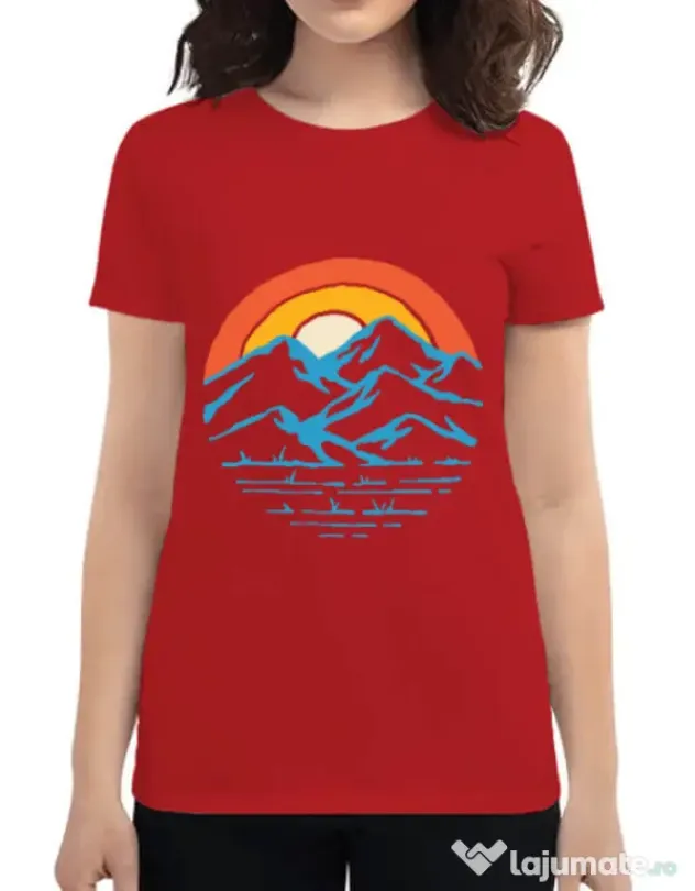 Tricou ADLER dama Mountain and rainbow Rosu