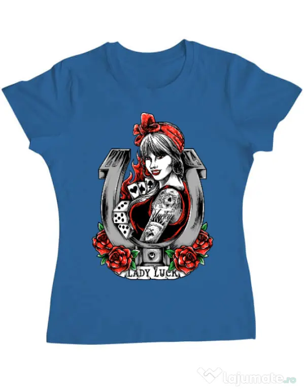 Tricou ADLER dama Lady luck Albastru azuriu