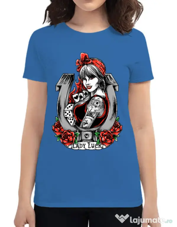 Tricou ADLER dama Lady luck Albastru azuriu