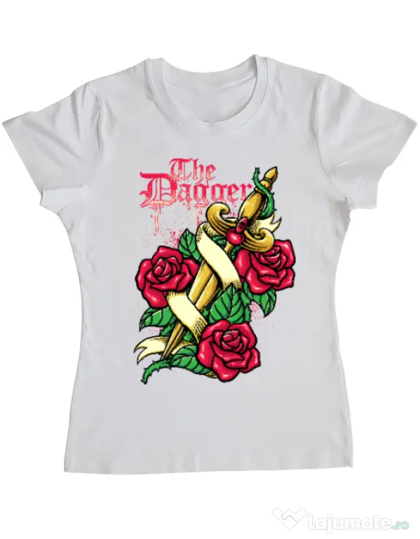 Tricou ADLER dama The dagger Alb