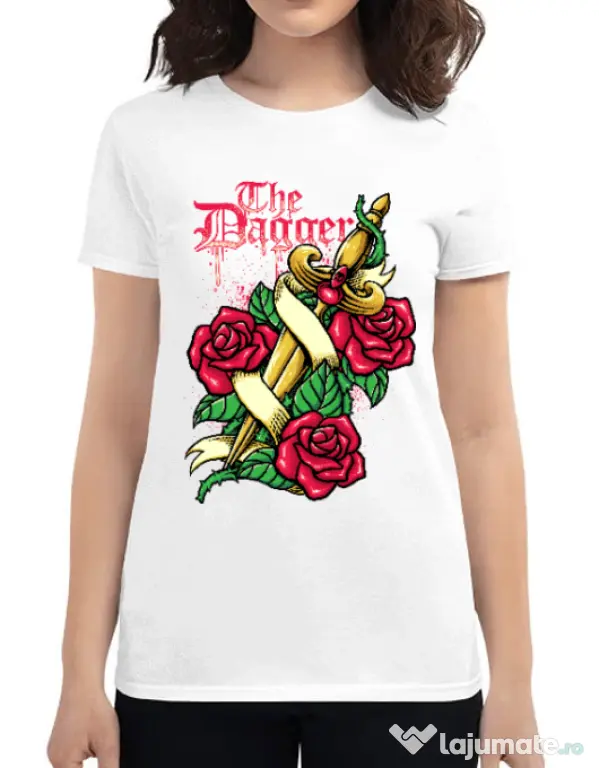 Tricou ADLER dama The dagger Alb