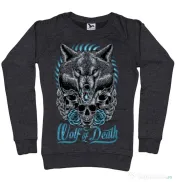 Bluza ADLER dama Wolf of death Negru melanj 