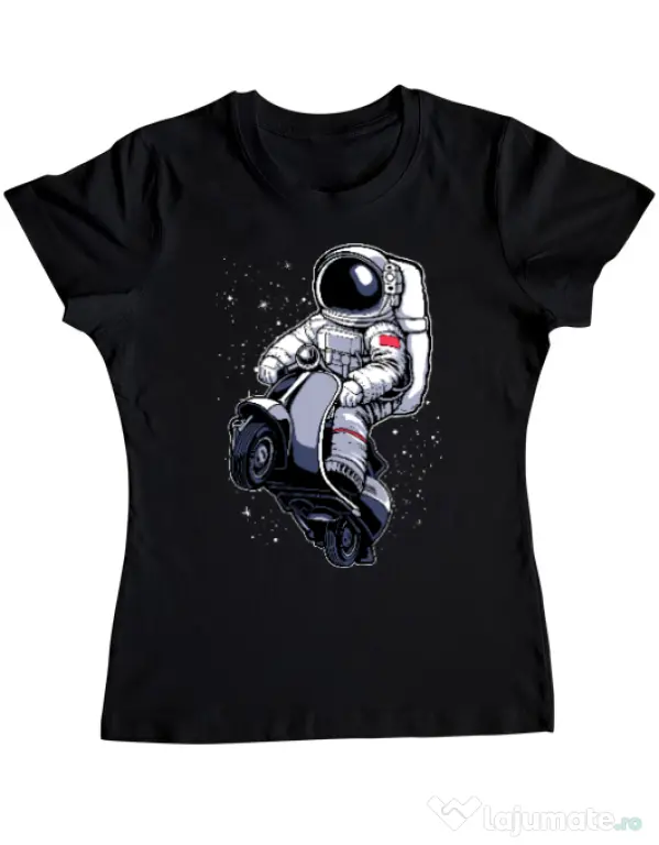 Tricou ADLER dama Astronaut scooter Negru