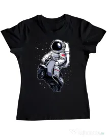 Tricou ADLER dama Astronaut scooter Negru