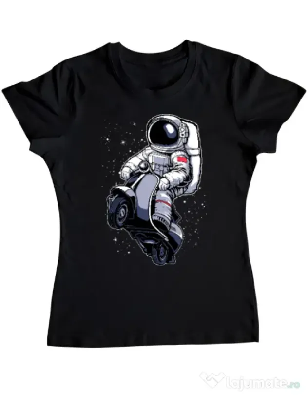 Tricou ADLER dama Astronaut scooter Negru