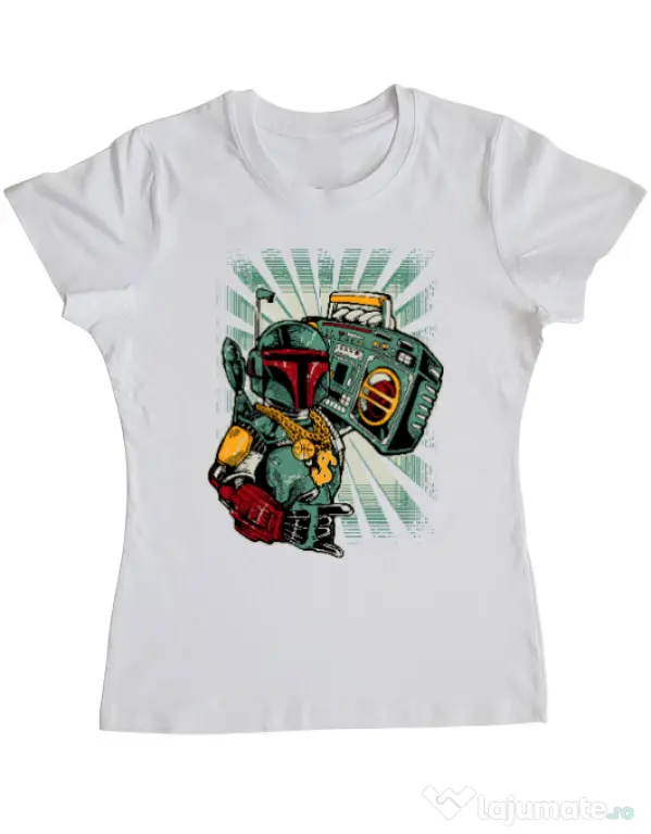 Tricou ADLER dama Ghetobobaster Alb
