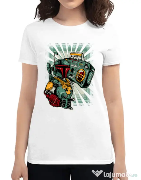 Tricou ADLER dama Ghetobobaster Alb