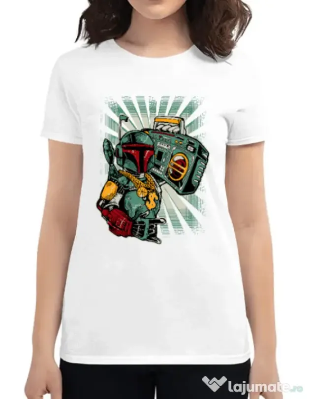 Tricou ADLER dama Ghetobobaster Alb