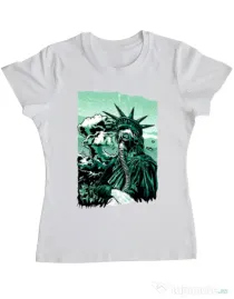 Tricou ADLER dama Save the liberty Alb