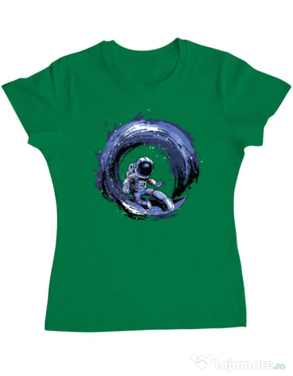 Tricou ADLER dama Surfing in space Verde mediu